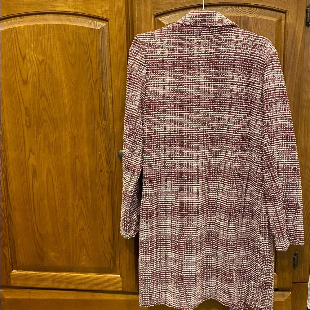 NWOT Dear Tweed Scarlett Burgandy and White Textured Jacket size small - Picture 6 of 6